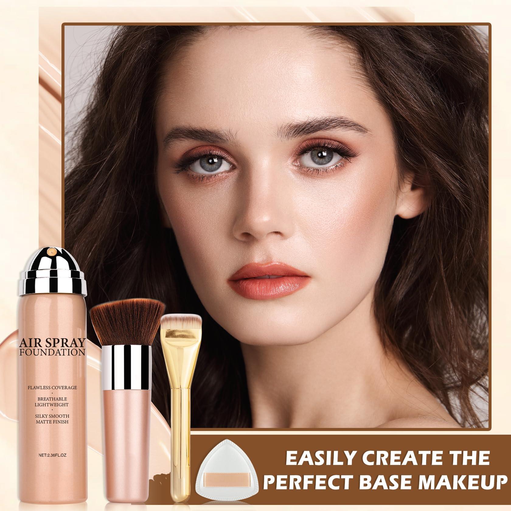 AIUEO AIUEO Magic Minerals Airbrush Foundation Makeup Silky Mist Spray Foundation Makeup Airbrush Flawless Setting Spray Foundation for Mature Skin-Natural