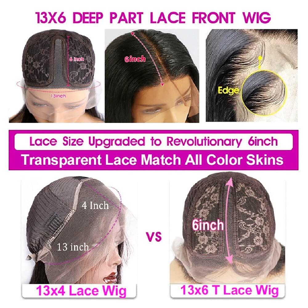 Haoke Dark Blue Pre Plucked Straight Human Hair Wig for Black Women 13X4 Middle Part Short Bob Lace Front Wig Unprocessed Human Hair Dark blue 16"