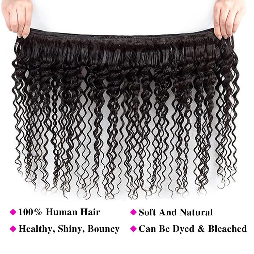 NROOEAY NROOEAY Deep Wave Bundles Human Hair Bundle 20 Inch 100% Unprocessed Brazilian Virgin Curly Human Hair Bundles Loose Deep Wave Bundles Human Hair Weave Bundles