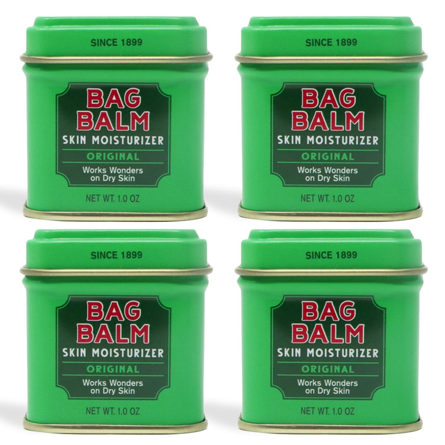 Bag Balm Bag Balm Vermont's Original Ointment, 1 Ounce Tin (Pack of 4), Moisturizing Ointment for Dry Skin that can Crack Split or Chafe on Hands Feet Elbows Knees Shoulders and More