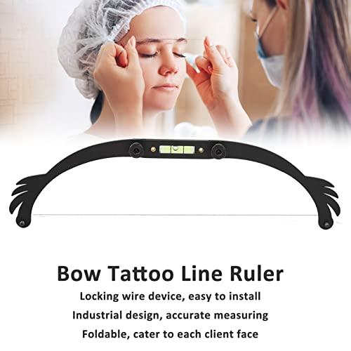 Dioche Bow Tattoo Line Ruler Foldable Eyebrow Makeup Ruler Microblading Permanent Makeup Eyebrow Marker Ruler Eyebrow Mapping Tool Kit Featuring Bow with String (Black)