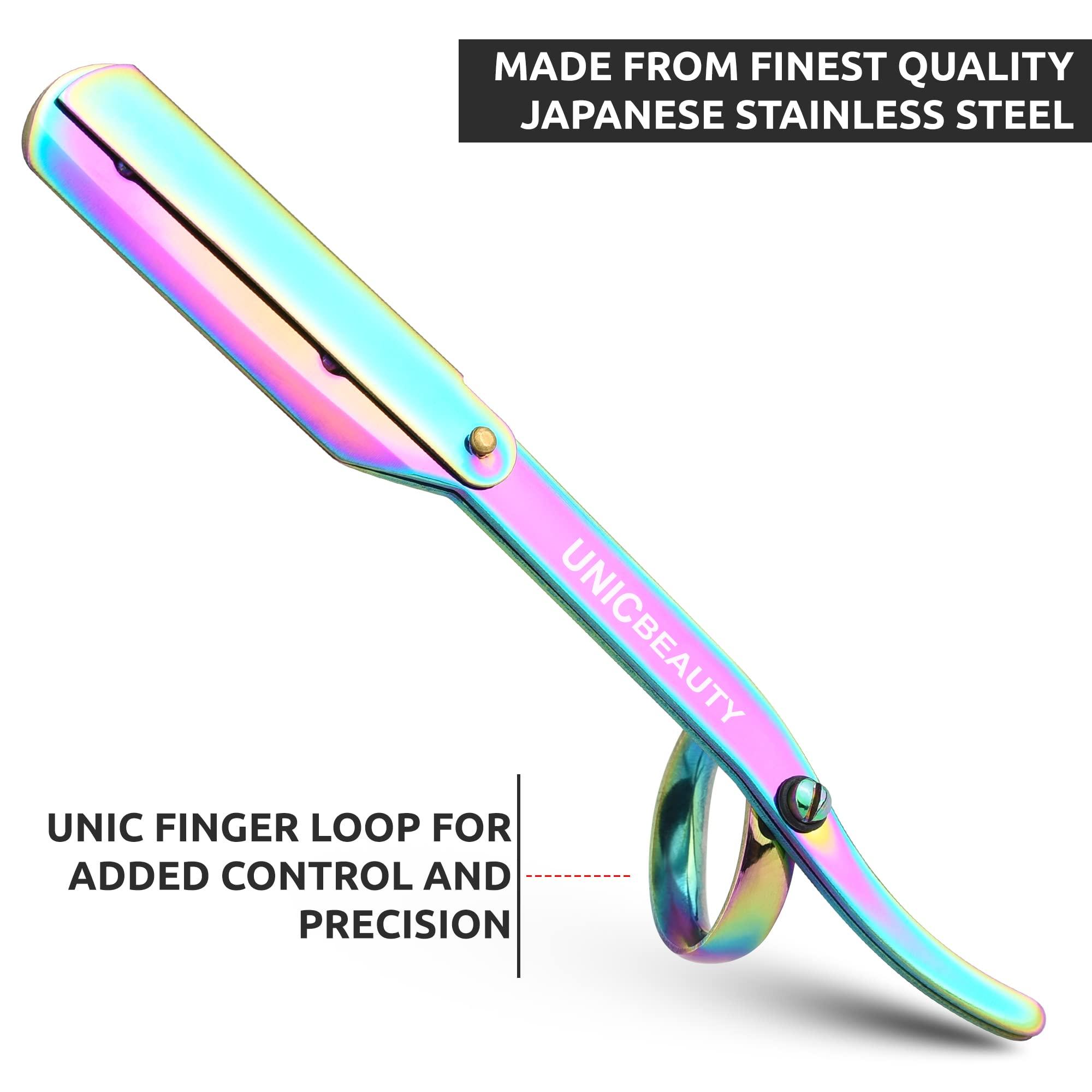 UNIC BEAUTY Straight Razors for Men - Professional Barber Razor for Close Shave with Premium Quality Edge, Blades Pack & Maintenance kit included with Pouch