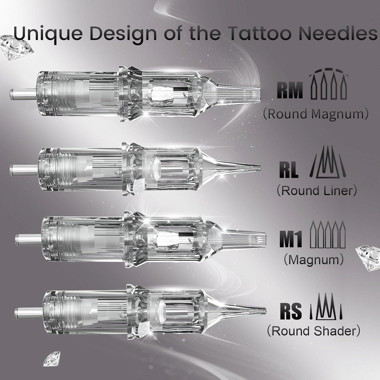 YILONG 20pcs Tattoo Neddles Upgrade and F3 Rotary Tattoo Pen Machine with 2PCS 2000mAh Batteries