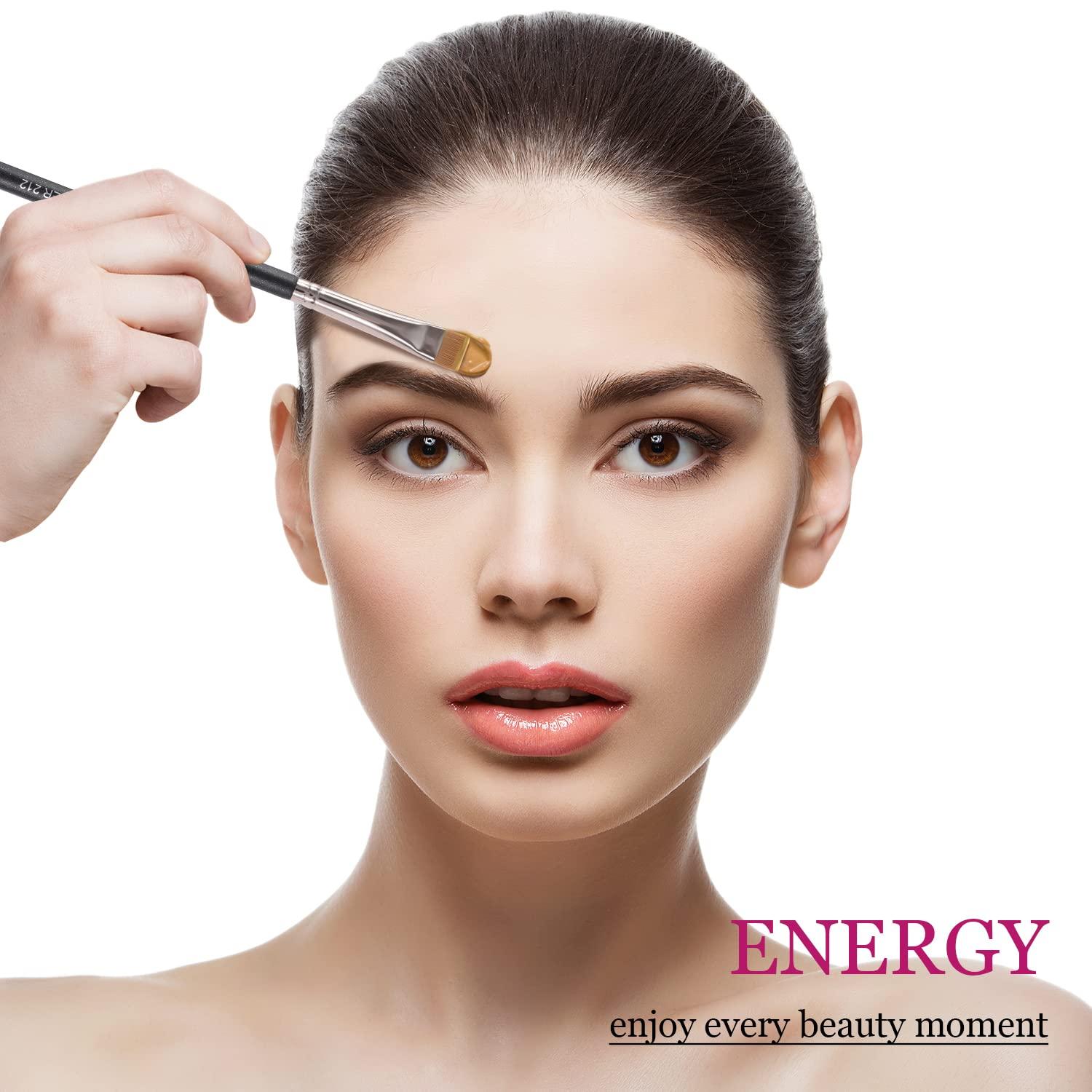 ENERGY ENERGY Flat Concealer Brush for Eyeliner Eyebrows Defining Precision Lash Liner Brow Concealing with Gel Cream Firm Stiff Thin Synthetic Bristle Flat Definer Brush