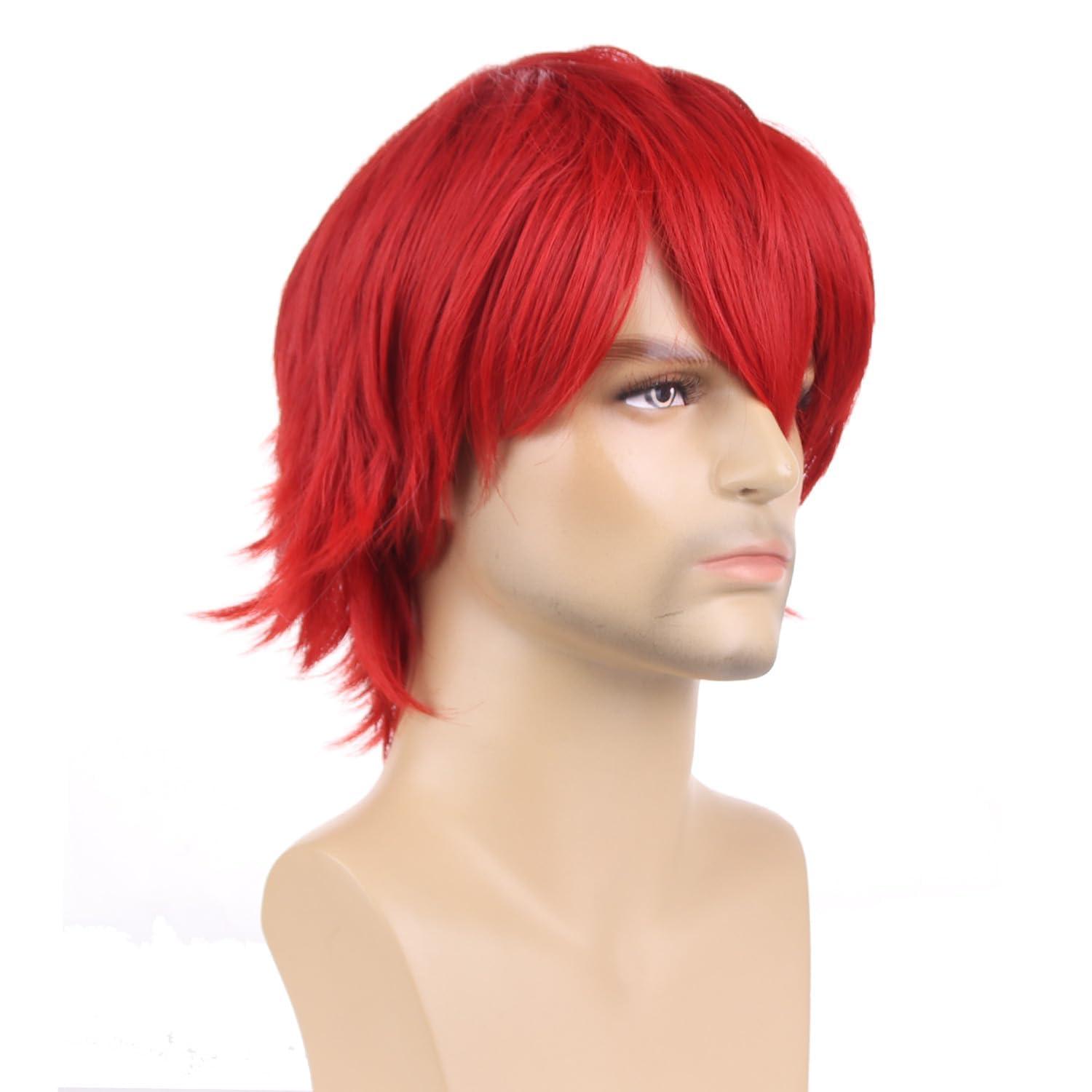 RightOn RightOn 12 Inches Red Wig Short Red Costume Wig Red Wigs for Man and Woman Cosplay Party