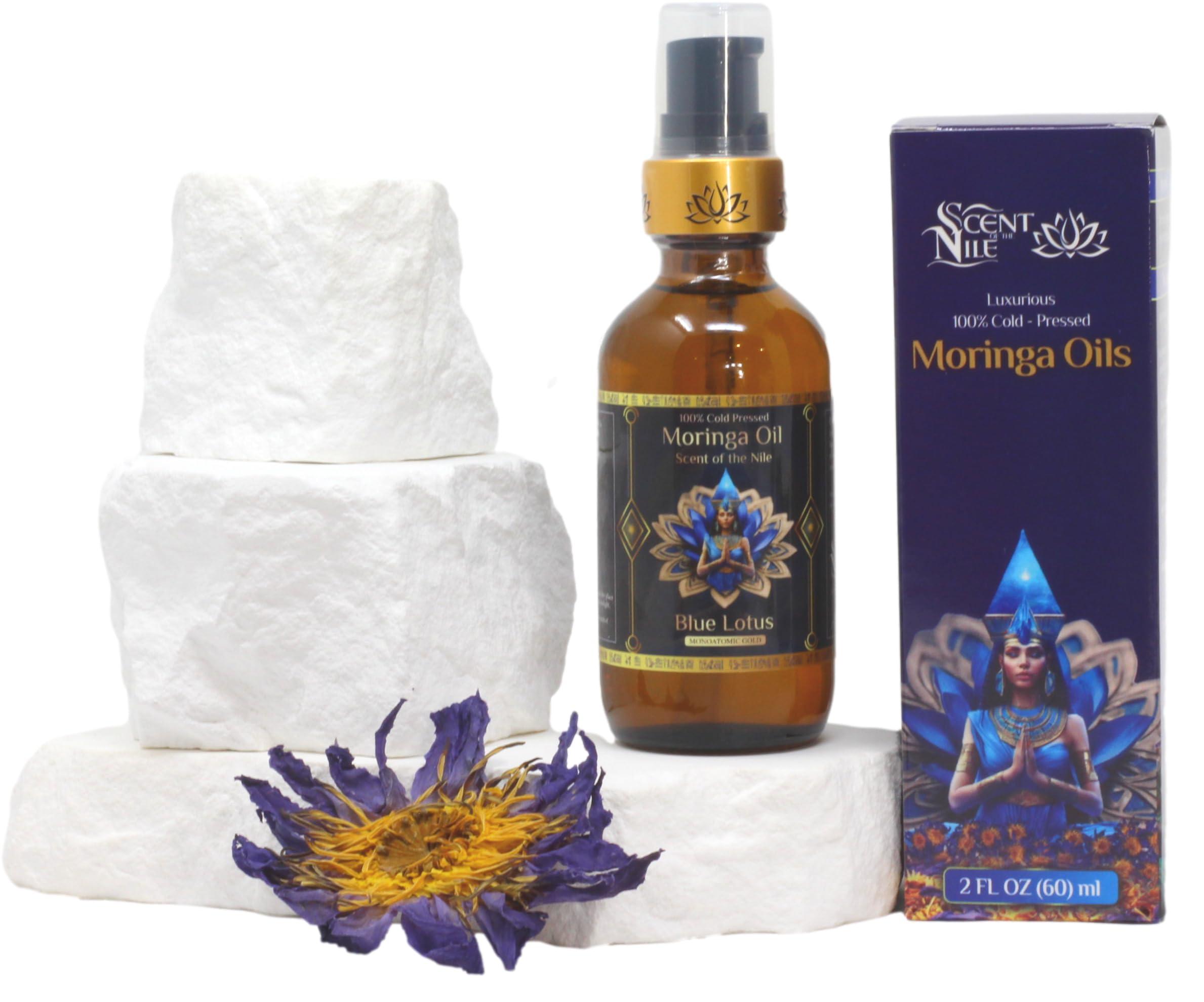 ZP.TECH ZP.TECH Pure Organic Moringa Oil with Blue Lotus Flower & Ormus Gold Hydrating & Anti-Aging Oil for Skin, Hair & Nails Premium 100% Cold Pressed Moringa Seed Extraction, Nourishes & Hydrates Skin