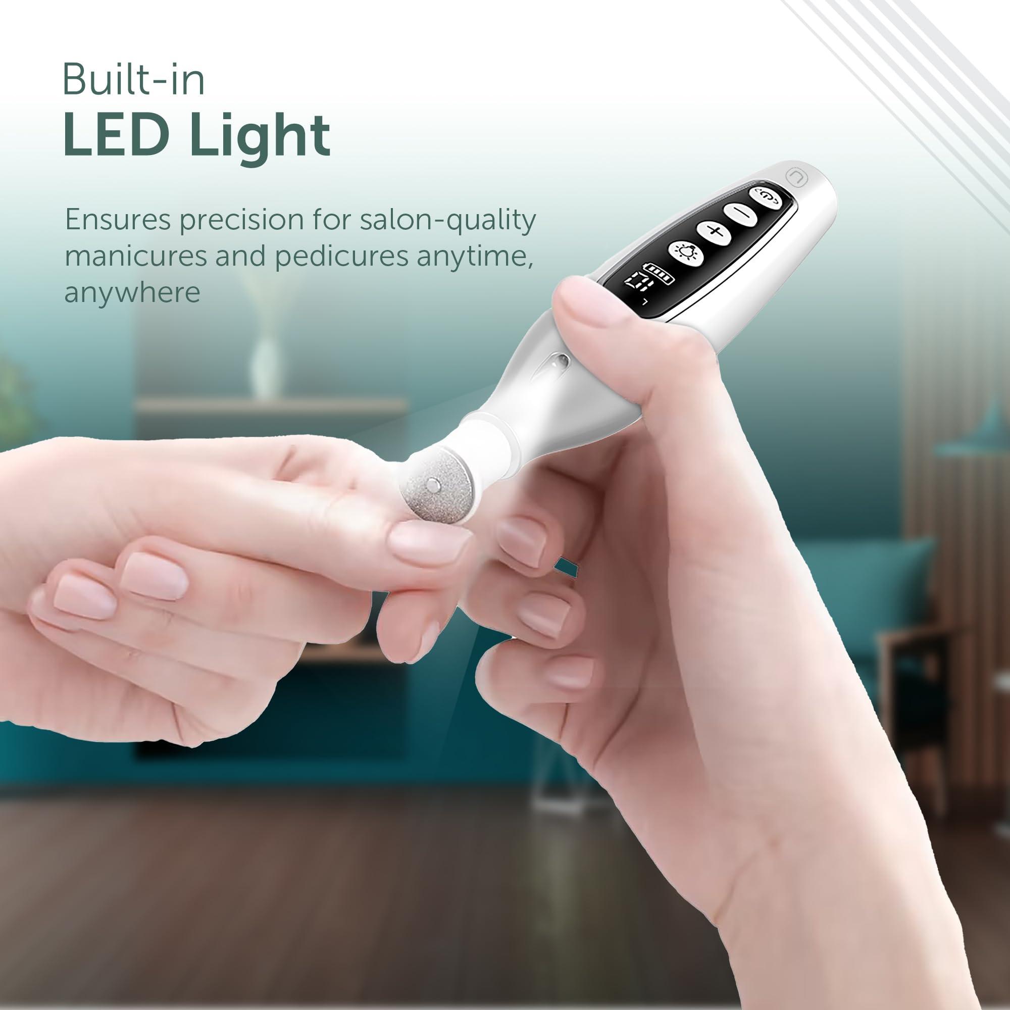 UTILYZE PediLux Pro Professional Manicure Pedicure Kit, Cordless Electric Nail File Drill Set, Thick Toenail Grinder, Toe Nail Dremel Tools, Filer, Buffer, Sander, Remove Cuticles, Callus for Men & Women