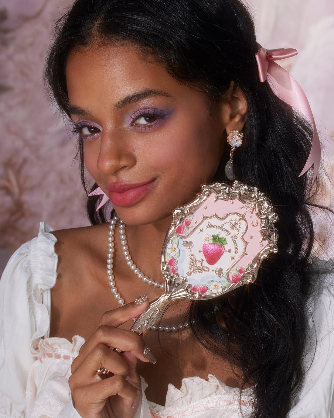 Flower Knows Flower Knows Strawberry Rococo Handheld Mirror,Portable Vintage Mirror,Durable Metal Mirror,Cute & Aesthetic Princess Mirror,with Long Handle for Easy Holding,Gift for Girls(Soft Pink)