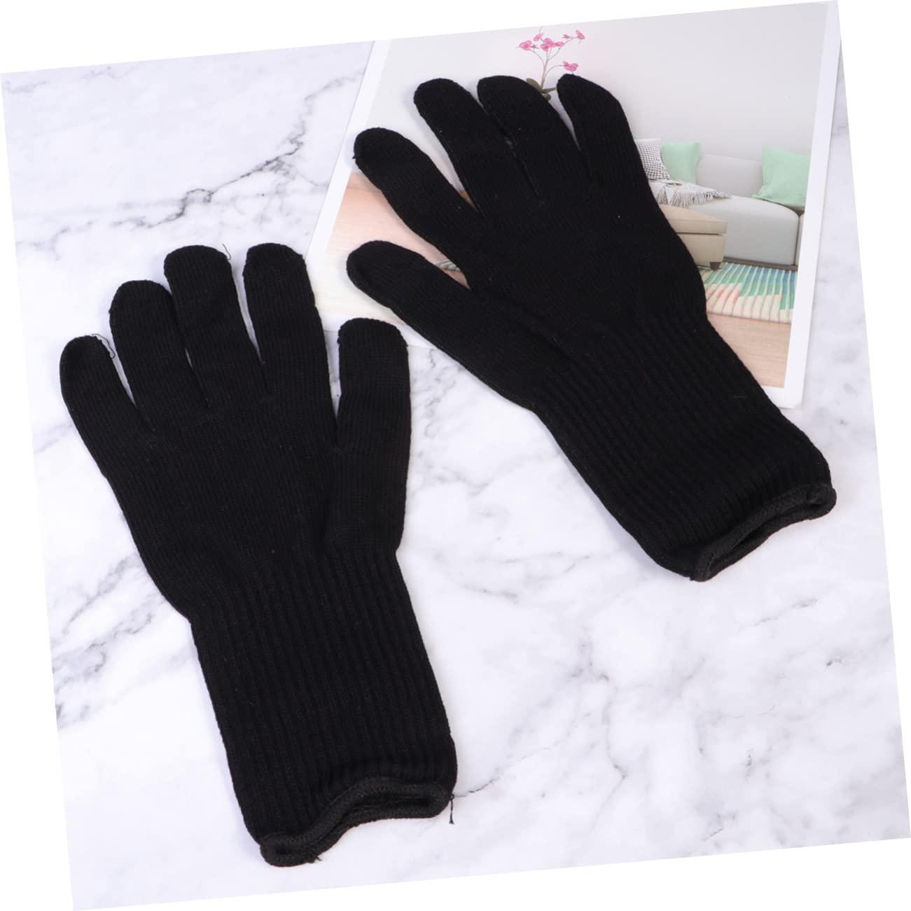 NOLITOY NOLITOY 2 Pairs Hair Curler Heat Resistant Gloves Hair Curler Glove Hair Straightener Gloves Hair Straightener Curling Glove Heat Resistant Glove for Hair Styling Curlers Mittens Black