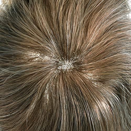 Hair Wonders Full Swiss Lace Mens Hair System Human Hair Mens Toupee Hair Pieces For Men Hair Toupee For Men Hair Replacement System For Men8x10 light to Medium density#410 MEDIUM BROWN+10% GREY