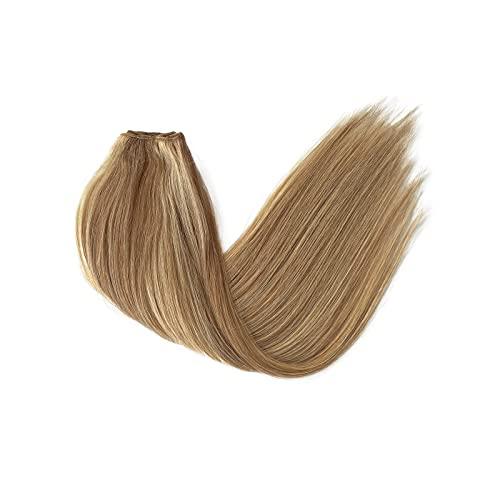 Munx Highlight Sew in Weave Bundles Golden Blonde with Medium Blonde Highlights Natural Seamless Brazilian Remy Hair Weave Bundles Double Weft Full Head (22inch #16p22 120g)