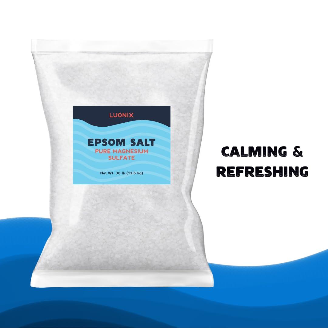 Luonix Luonix Epsom Salt, 30 lbs, Bulk, Bath Soak, DIY Bath Bombs