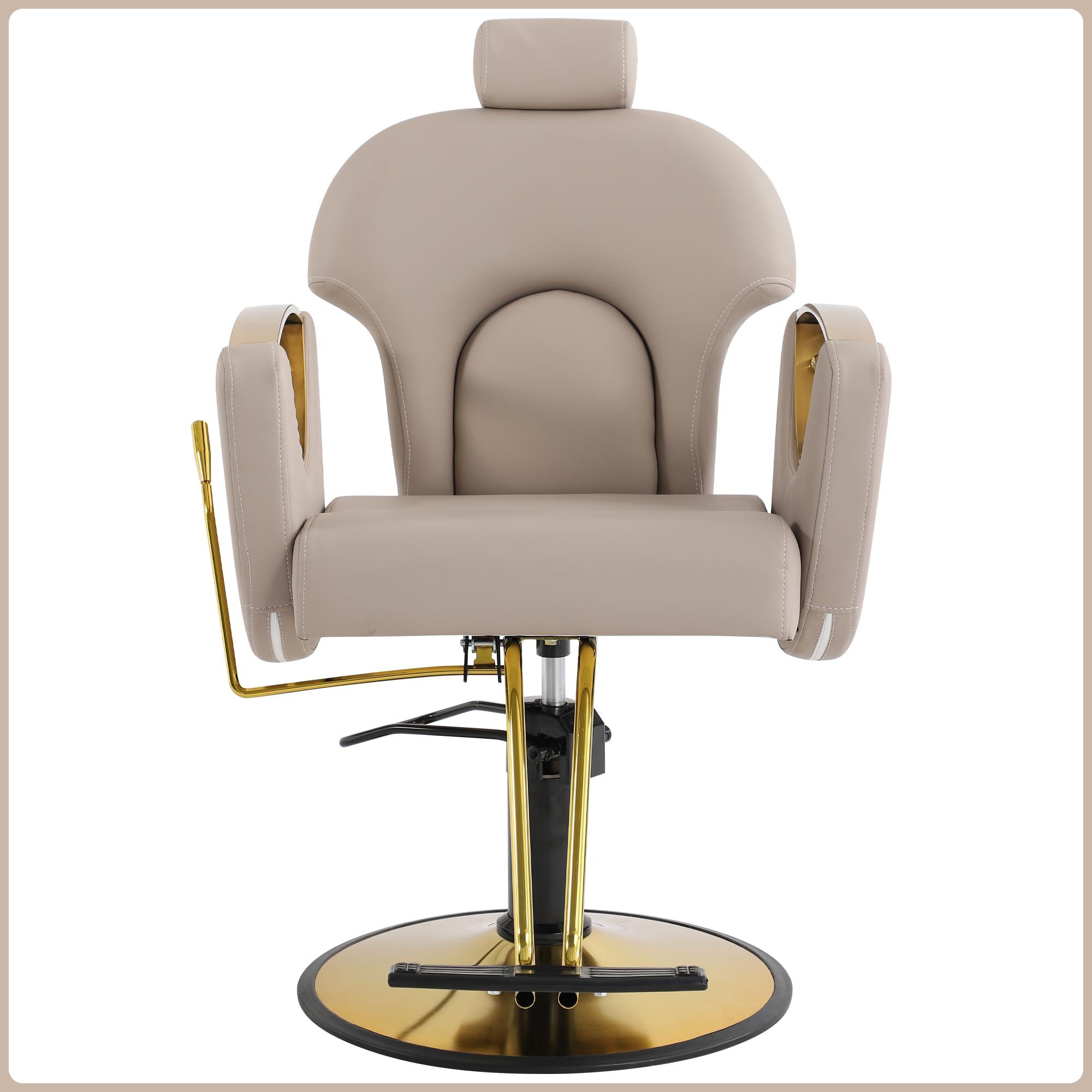 YOCONYO YOCONYO Barber Chair, Reclining Hair Salon Chair, 360 Degrees Swivel Styling Chair, Height Adjustable Hydraulic Shampoo Chair, Spa Equipment (Gray)