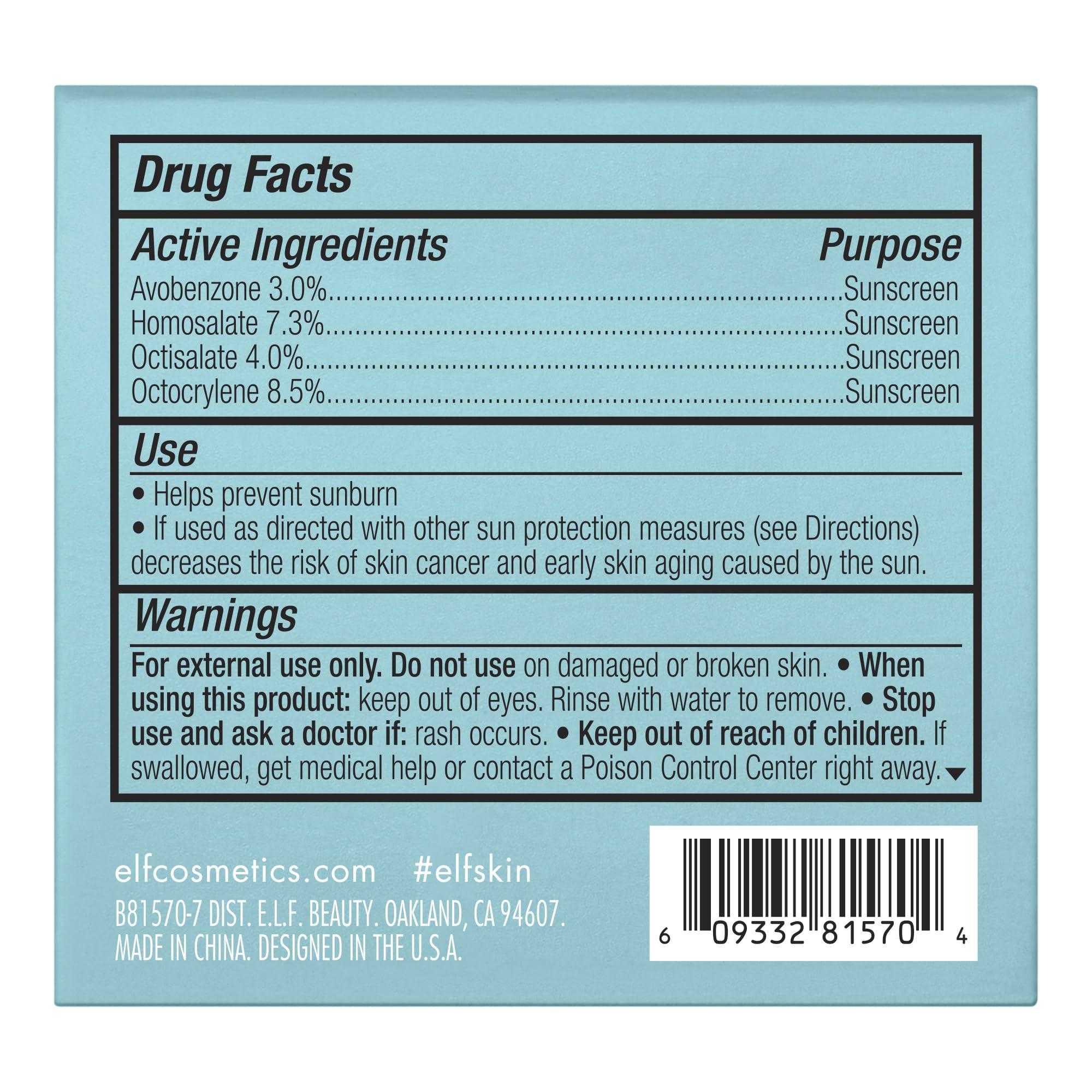 e.l.f. e.l.f. Holy Hydration! Face Cream, Broad Spectrum SPF 30 Sunscreen, Moisturizes & Softens Skin, Quick-Absorbing & Ultra-Hydrating,1.7 Ounce