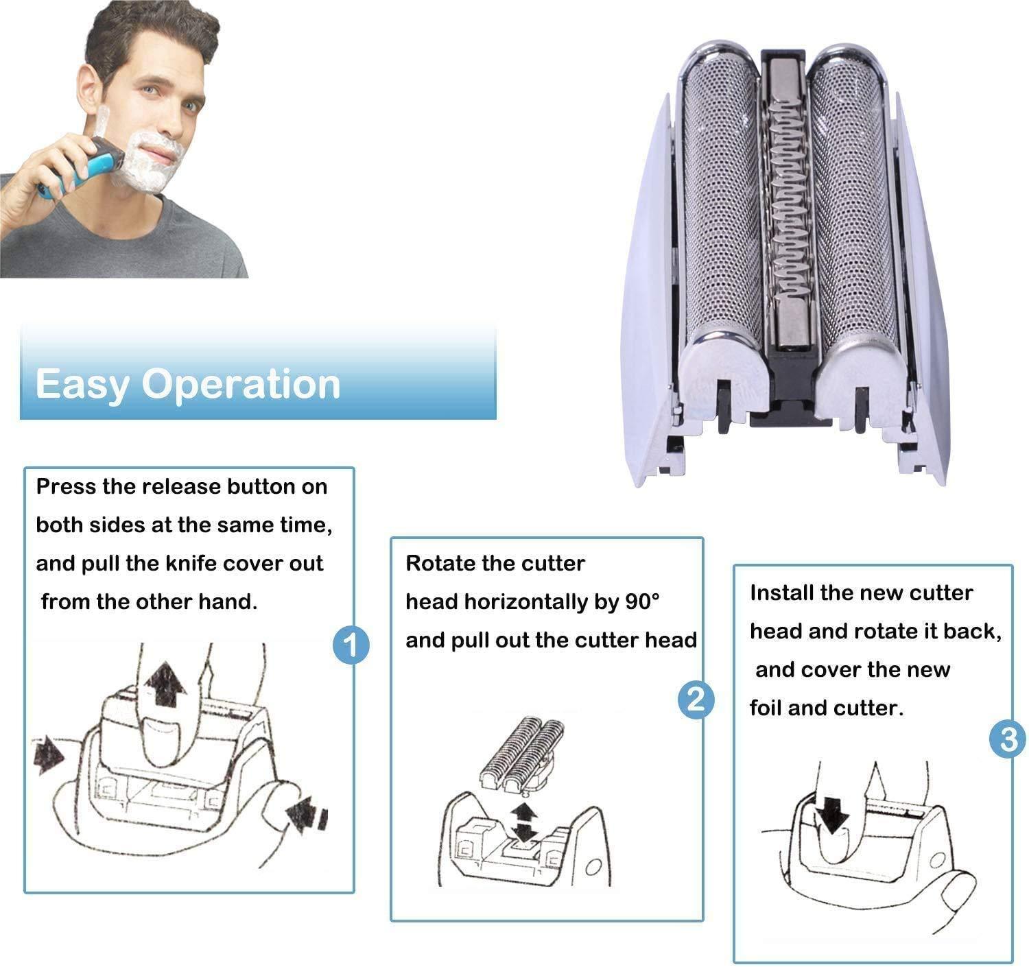 LEAFLAI Electric Razor Replacement Head for Braun Series 70S, Replacement Foil & Cutter Cassette Compatible with Series 7 Shavers 720,750CC,760CC,765CC,790CC,799 & 797