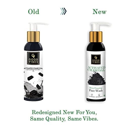 Good Vibes Good Vibes Activated Charcoal Deep Cleansing Face Wash, 120 ml Dirt Removal Deep Pore Cleansing Formula for All Skin Types, Controls Excess Sebum & Acne, Natural, No Parabens & Mineral Oil