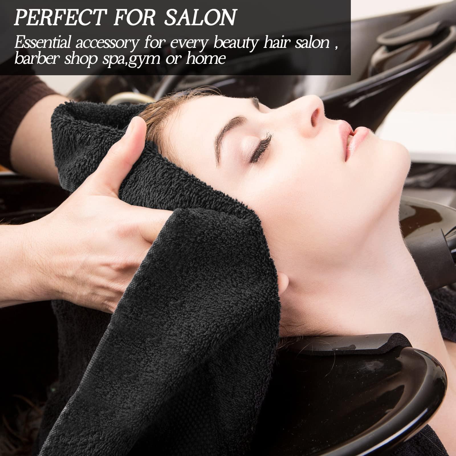 Shimeyao Shimeyao 48 Pack Bleach Proof Salon Towels Microfiber Absorbent Hair Towels Bleach Resistant Salon Hand Towels Bulk for Gym, Bath, Spa, Shaving, Shampoo, Home Hair Drying, 16 x 26 Inches (Black)