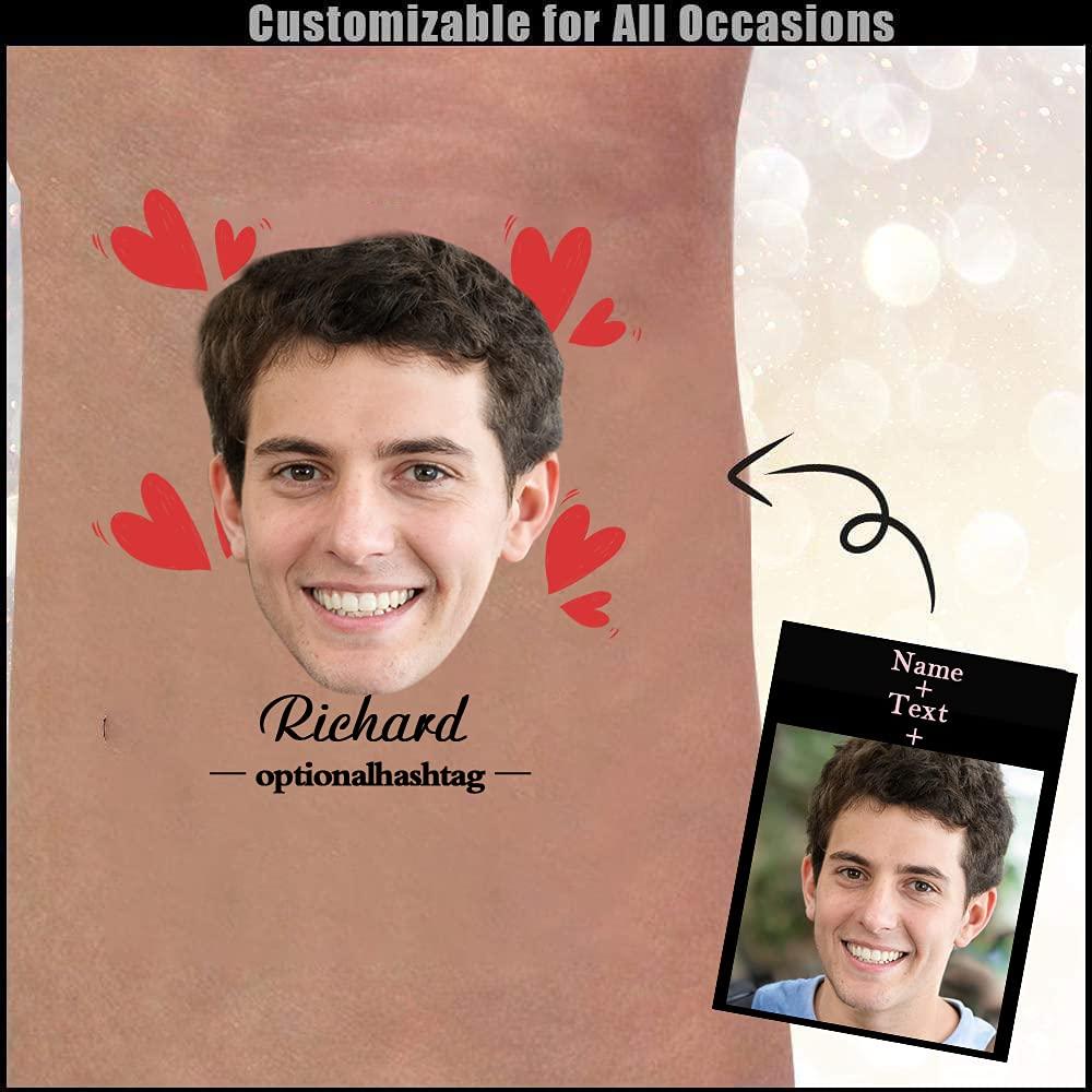 InterestPrint Custom The Groom Face Temporary Tattoos Adult, Personalized Fake Tattoos for Funny Bachelorette Party, Temporary Tattoos for Women,15 tattoos in One Paper