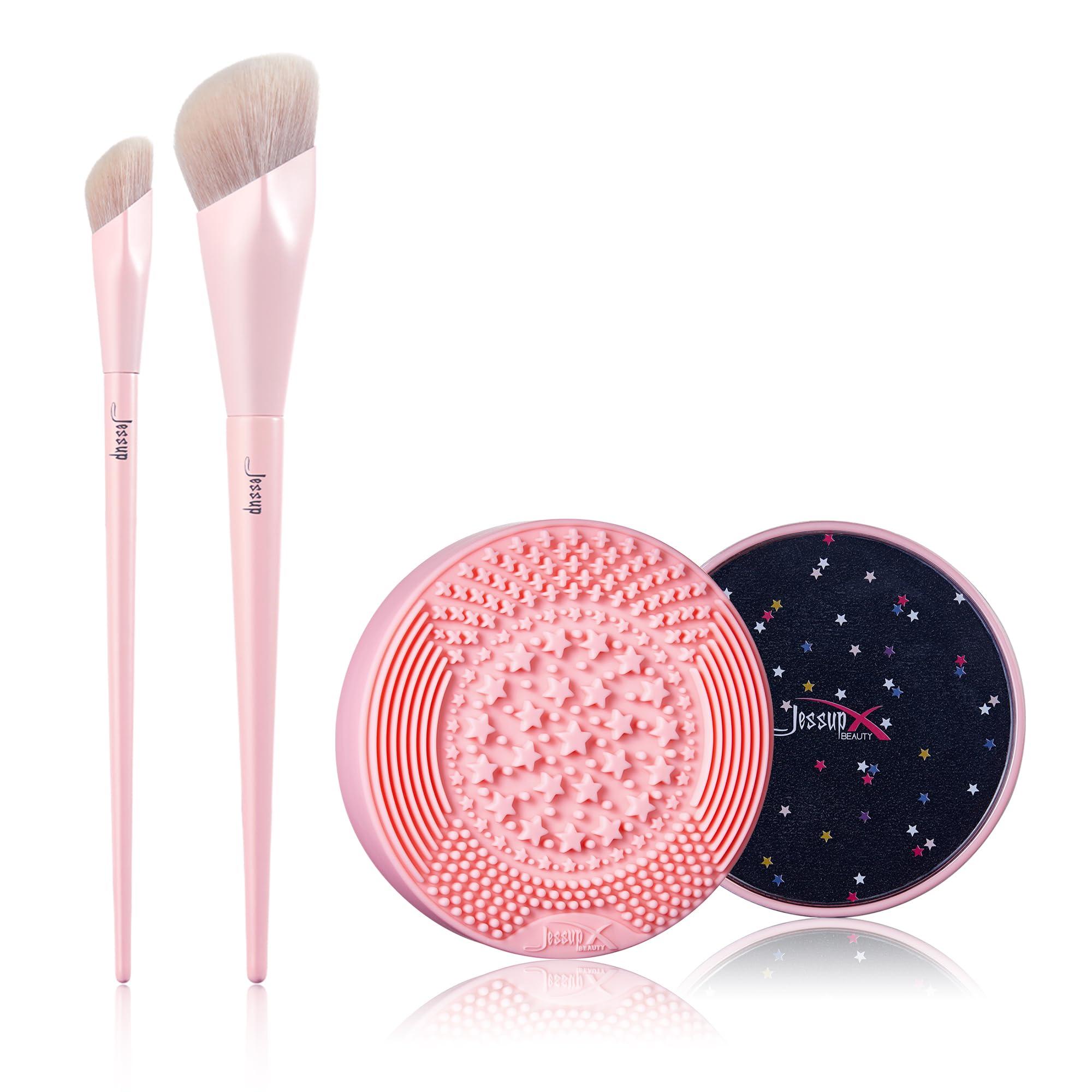 Jessup Jessup Pink 2pcs Makeup Brushes T497 with Brush Cleaning Mat A005