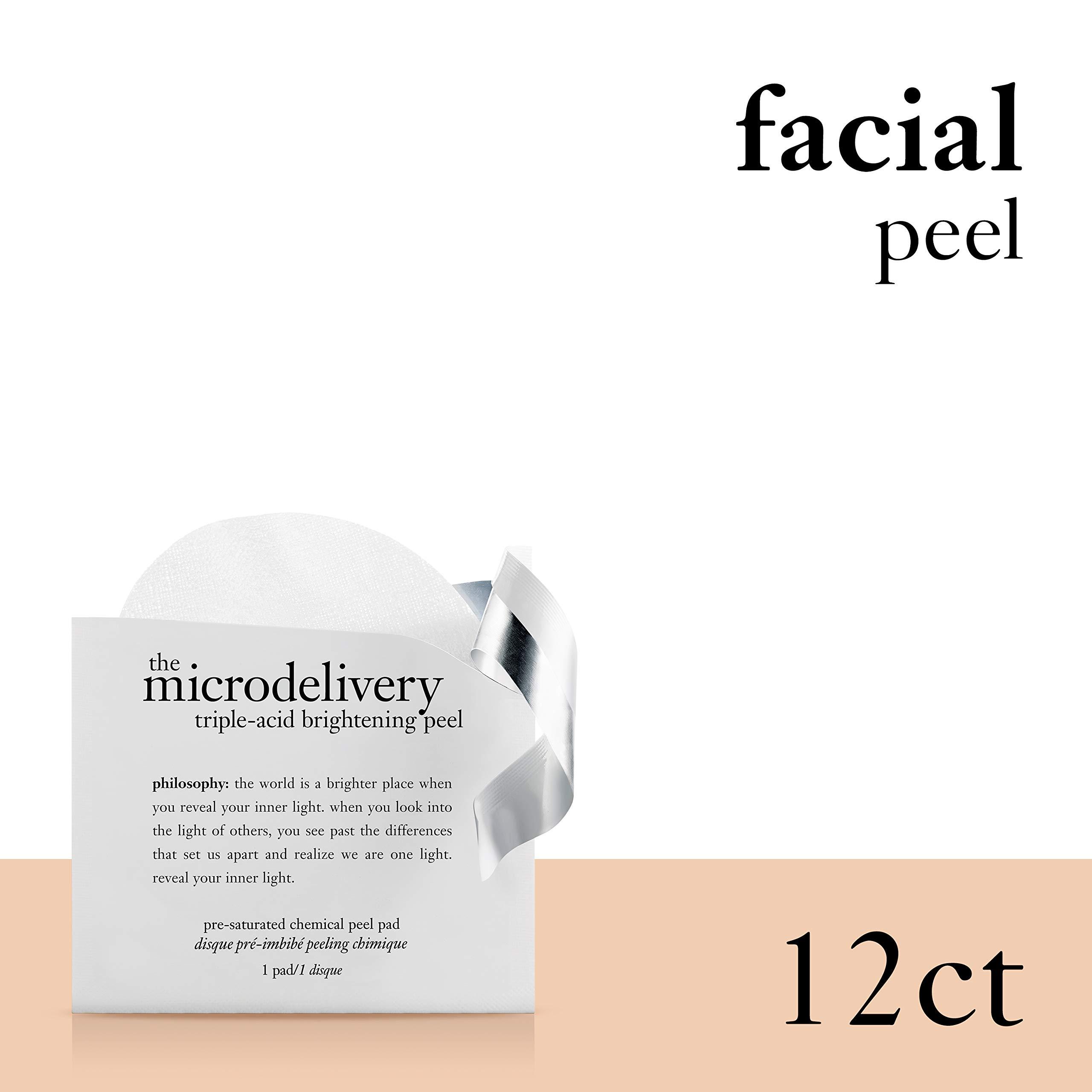 philosophy philosophy microdelivery triple-acid brightening peel pads with mandelic, glycolic & malic acid for discoloration, dark spots & uneven skin tone - 12 ct