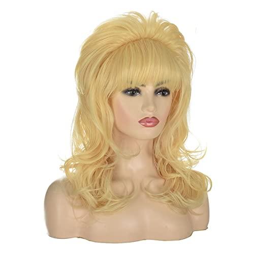 QACCF QACCF Women 80s Wig Drag Hair Housewife Big Beehive Women Updo 60s Retro Bouffant Vintage Costume Wig (Blonde)