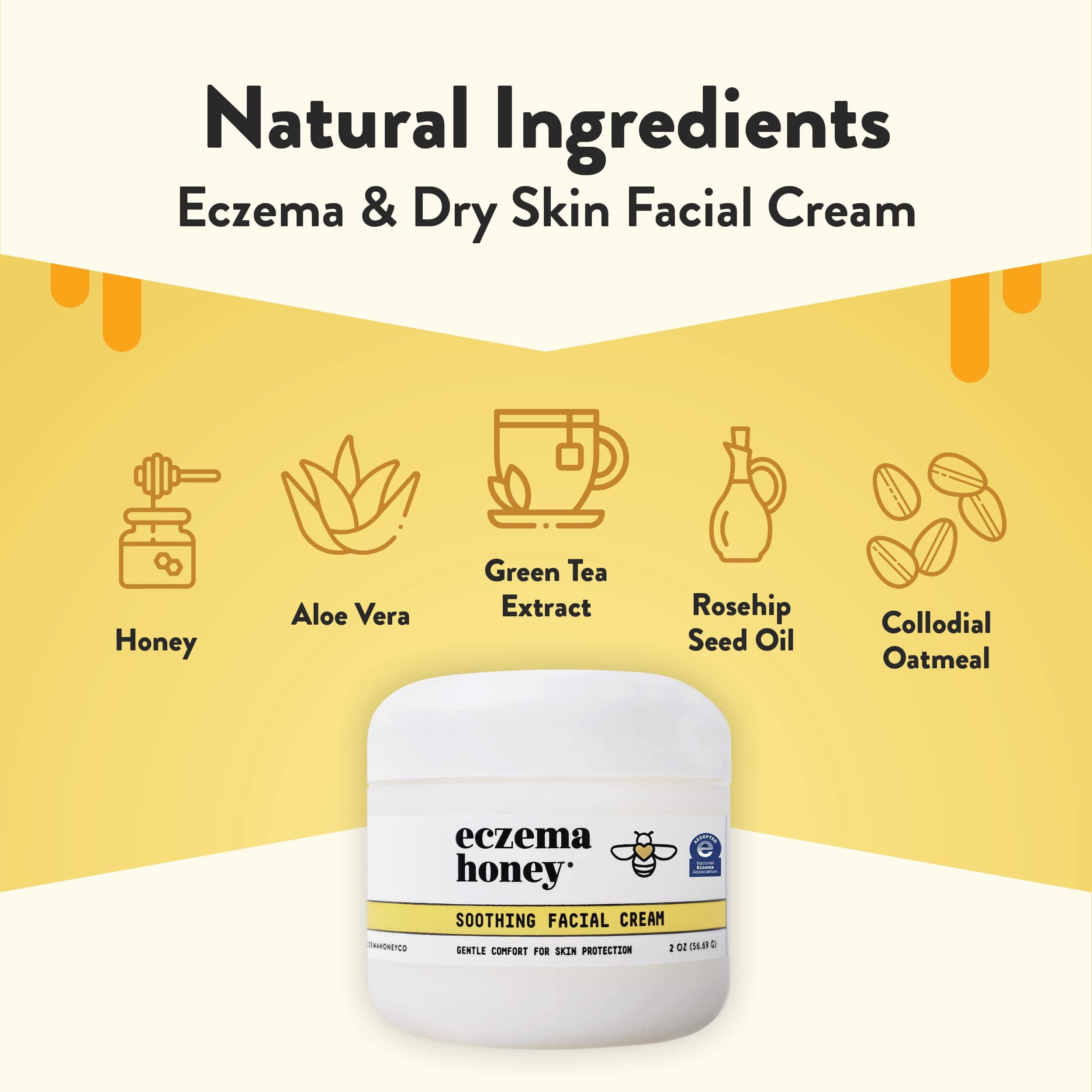 ECZEMA HONEY ECZEMA HONEY Soothing Facial Cream & 15% Vitamin C + Ferulic Acid Serum - Bundle for Sensitive & Dry Skin - Cruelty Free