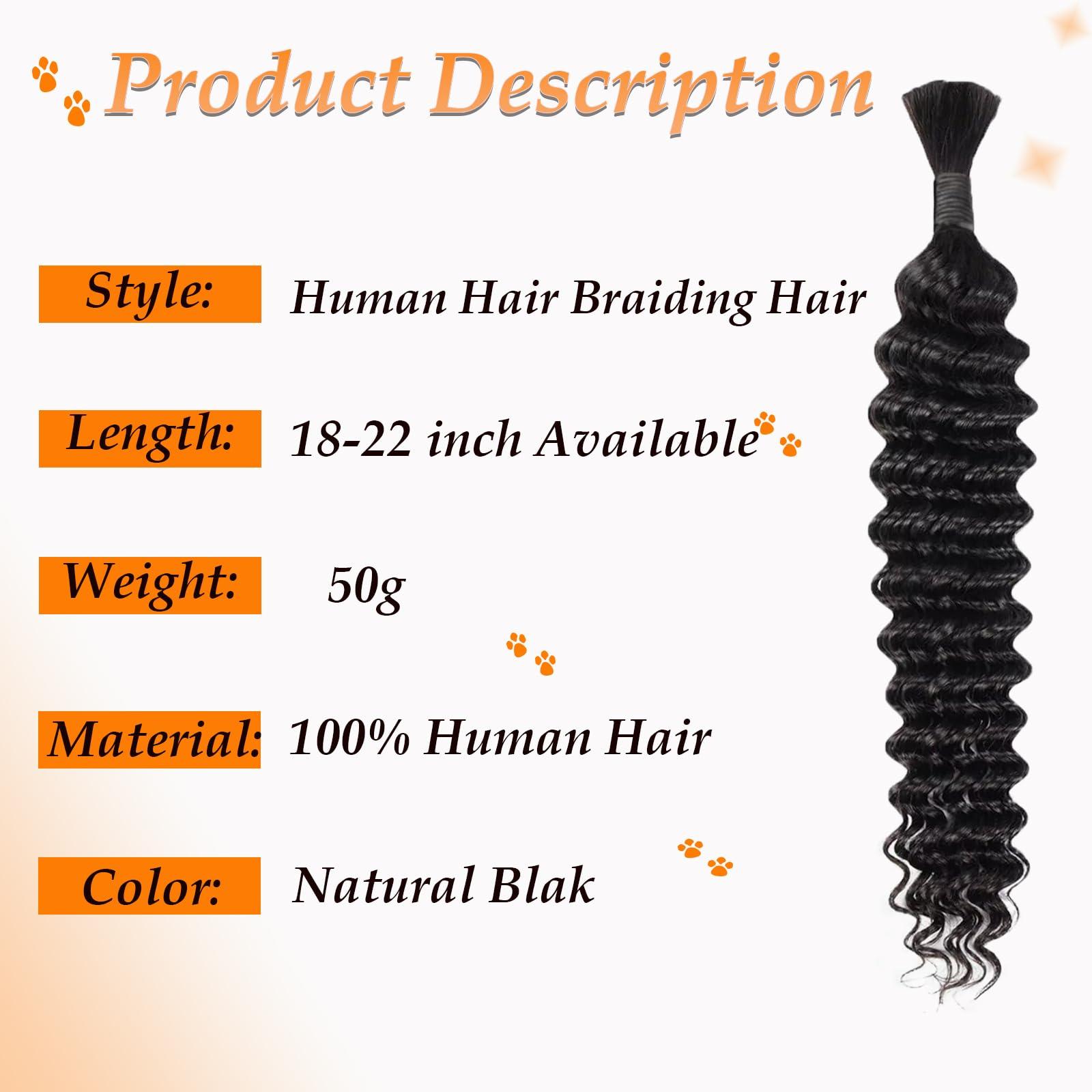 RQY Curls for Boho Braids,Bohemian Hair for Braiding Human Hair 15A Natural Black Human Hair Bundles for Braiding No Weft 1 pack 100g Boho Curly Human Hair for BraidingDeep Wave Human Hair 16inch