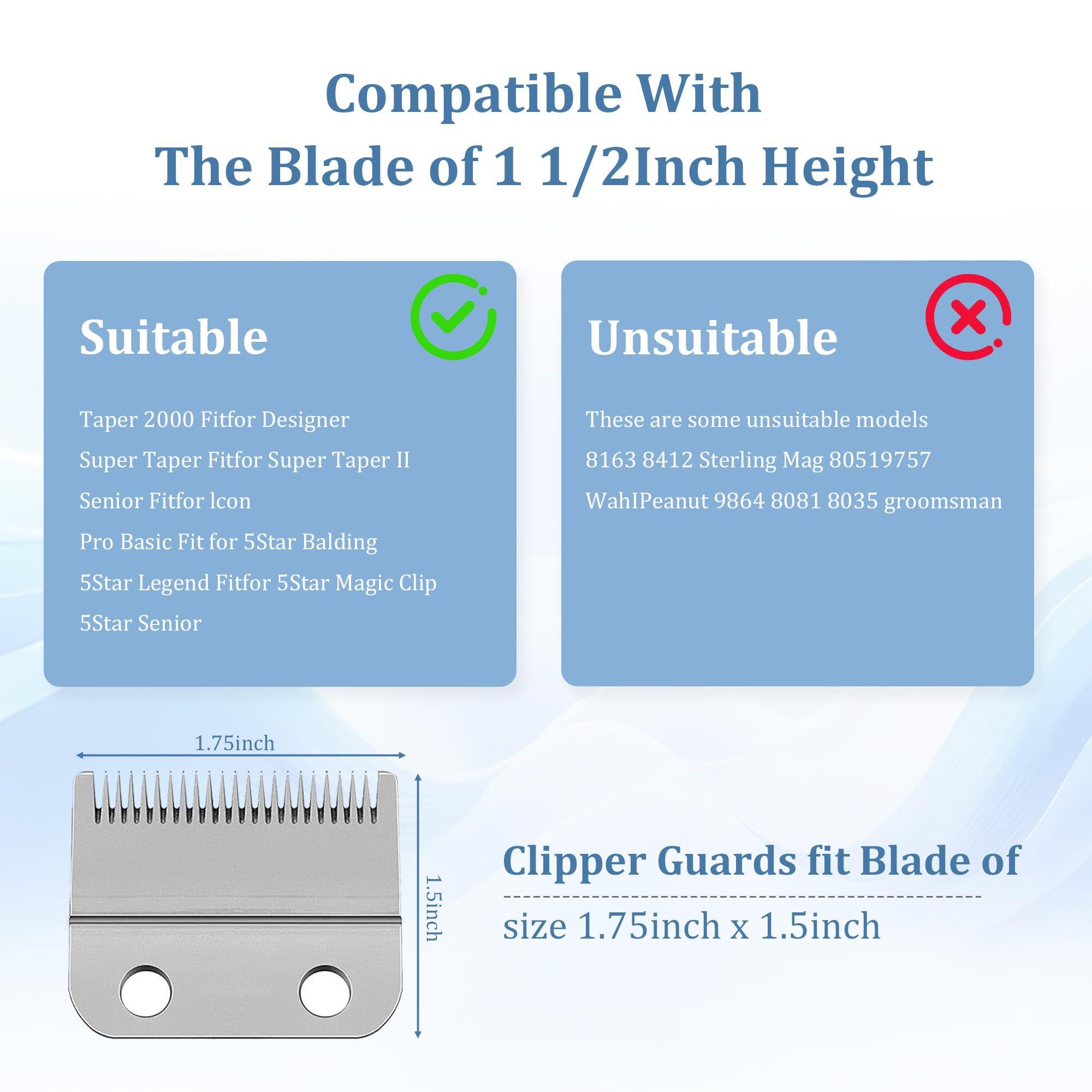 CR8GR8 Professional Hair Clipper Guides: 1 & 1/4", 1 & 1/2", 2" Combs, Fits Wahl Clippers (White)