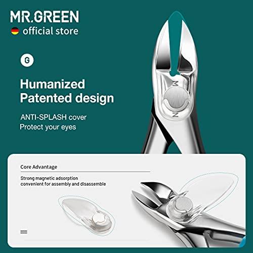 MR.GREEN MR.GREEN Nail Clippers Toenail Cutters Anti-Splash Professional Ingrown Thick Hard Nail Scissors Pedicure Tools Manicure Sets (Blue Handle)