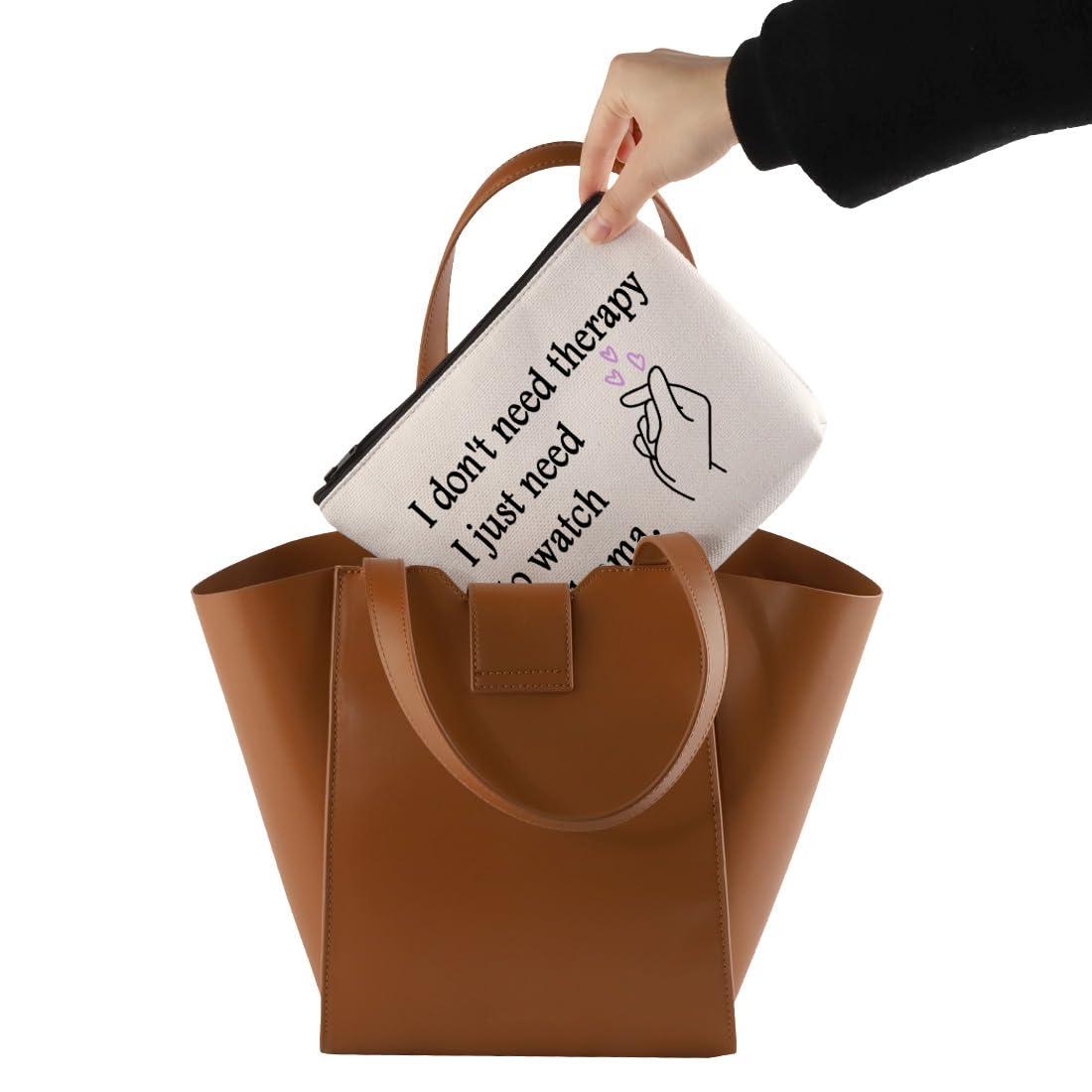 VAMSII VAMSII K-Drama Makeup Bag K-Drama Gifts for Women Korean Drama Fan Gifts for K-Drama Lovers Zipper Pouch Bag K-Drama Merch (Beige)