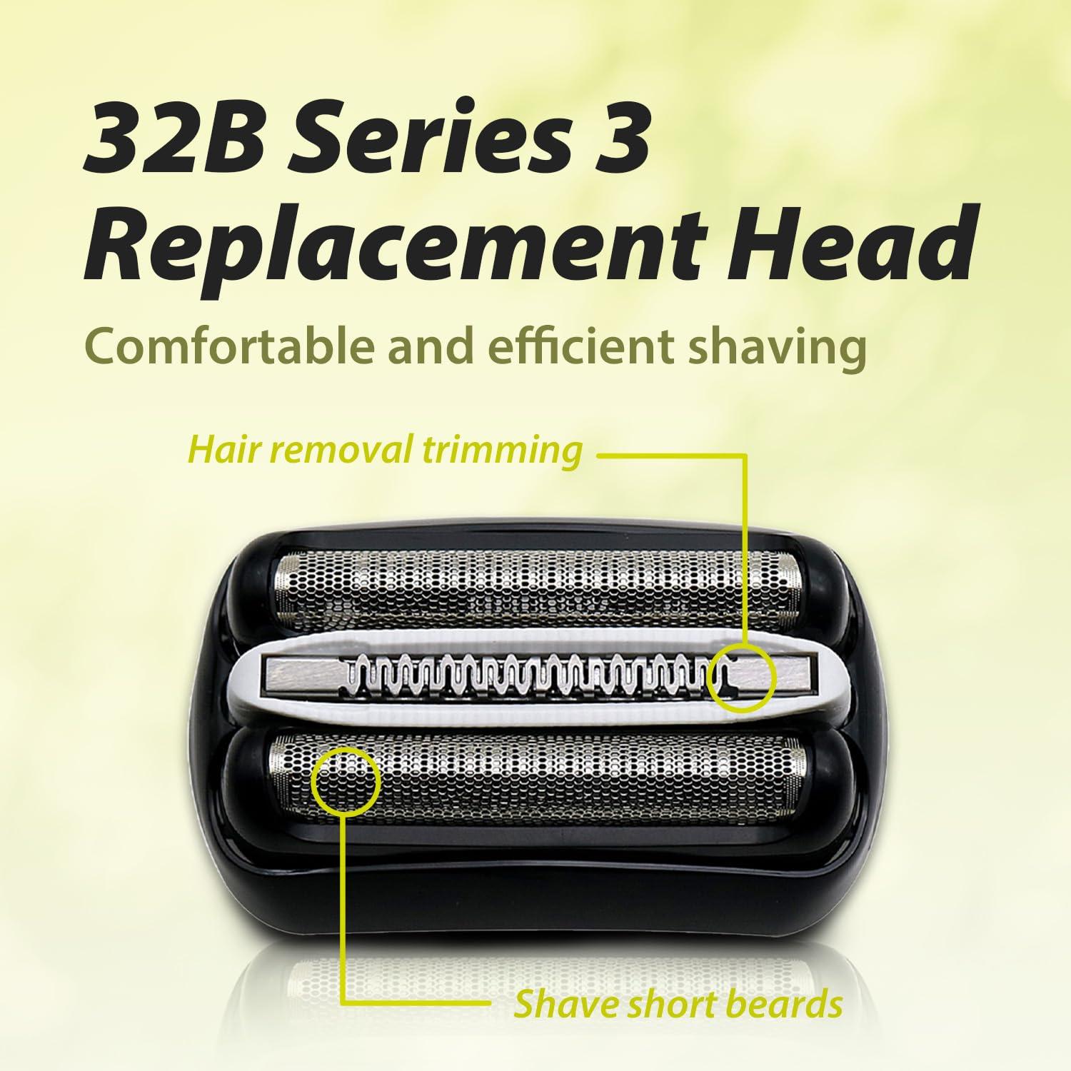 Muyfguo 2Pack 32B Series 3 Electric Shaver Replacement Head Accessories for Braun S3 Foil & Cutter Razor Heads, Applicable for Braun S3 3040s 3010s 310s 3000s 3050cc 3080s 390cc Etc