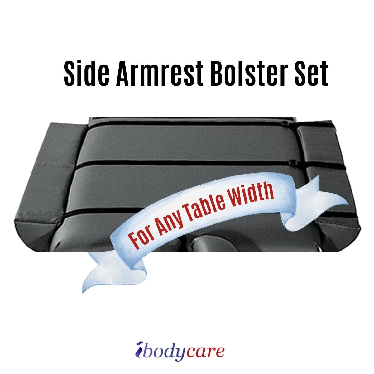 ibodycare XL Side Armrest Bolster Massage Table Extension, Exam Table Extender, Extend The Width of Your Table, Massage Bolster (Black)
