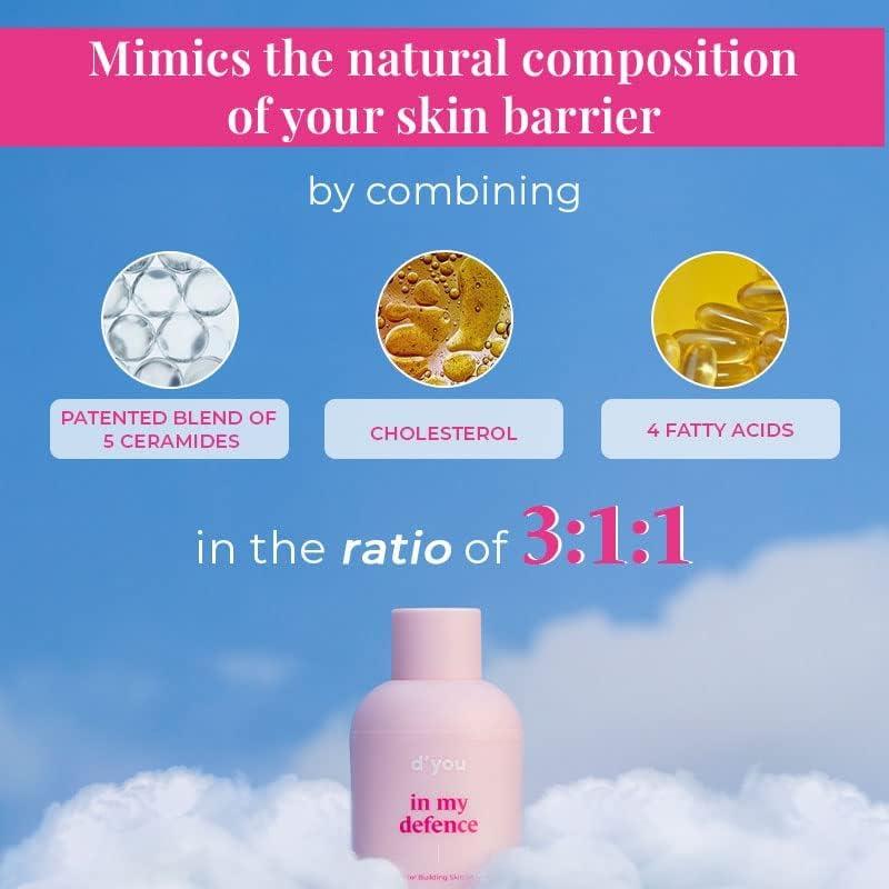 INDIA In my Defense Lightweight Moisturiser for Intense Hydration with Ceramides for Men & Women | Non greasy cream for Dry, Oily & Combination Skin | Korean Skin Care Product | Cruelty Free | 50ml