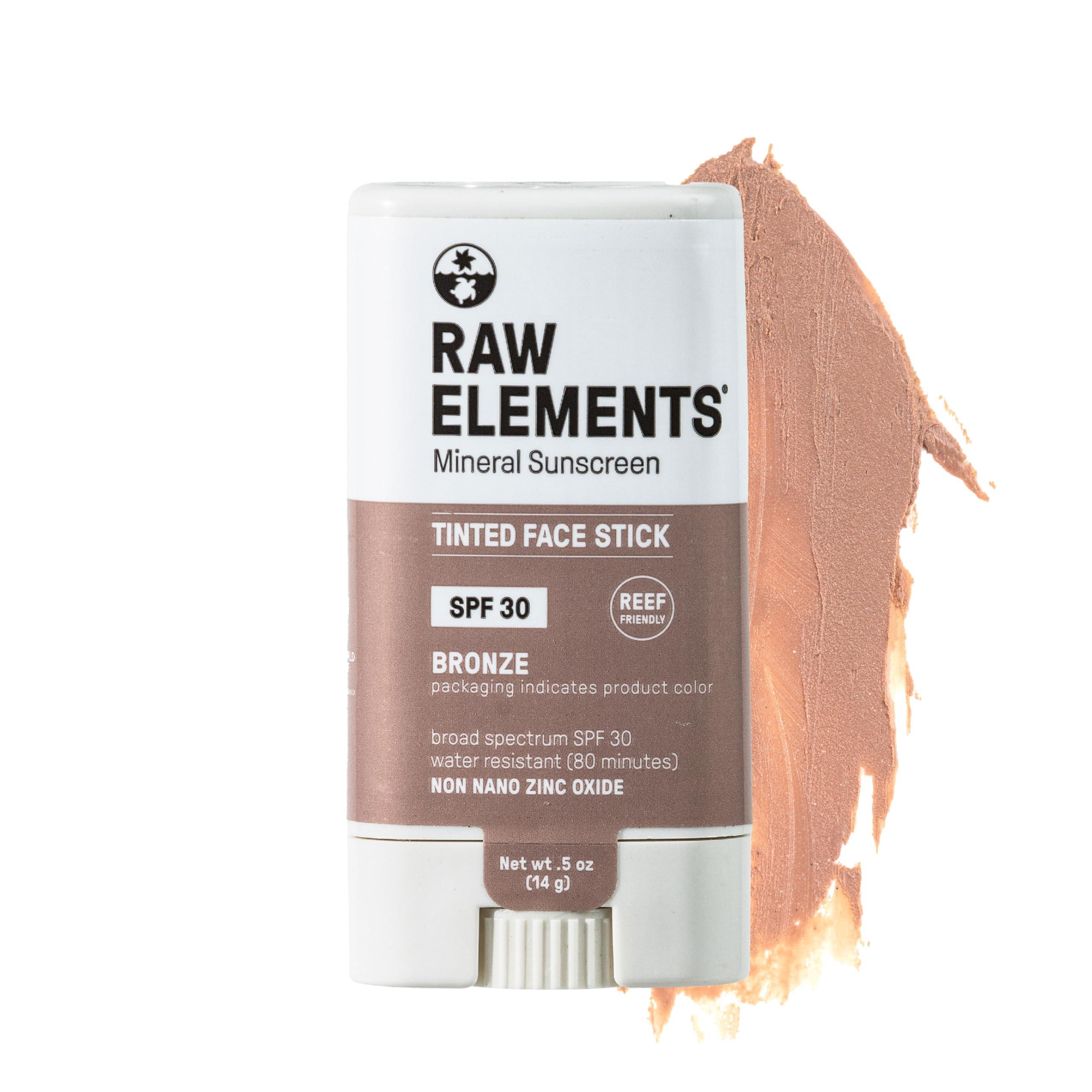 RAW ELEMENTS Raw Element Ultra-Moisturizing Face Tint Sunscreen, SPF 30+, Non Toxic Mineral Face Cream, Non Nano Zinc Oxide, Reef Friendly, Safe for All Ages, 0.5 oz, Bronze, Pack of 1