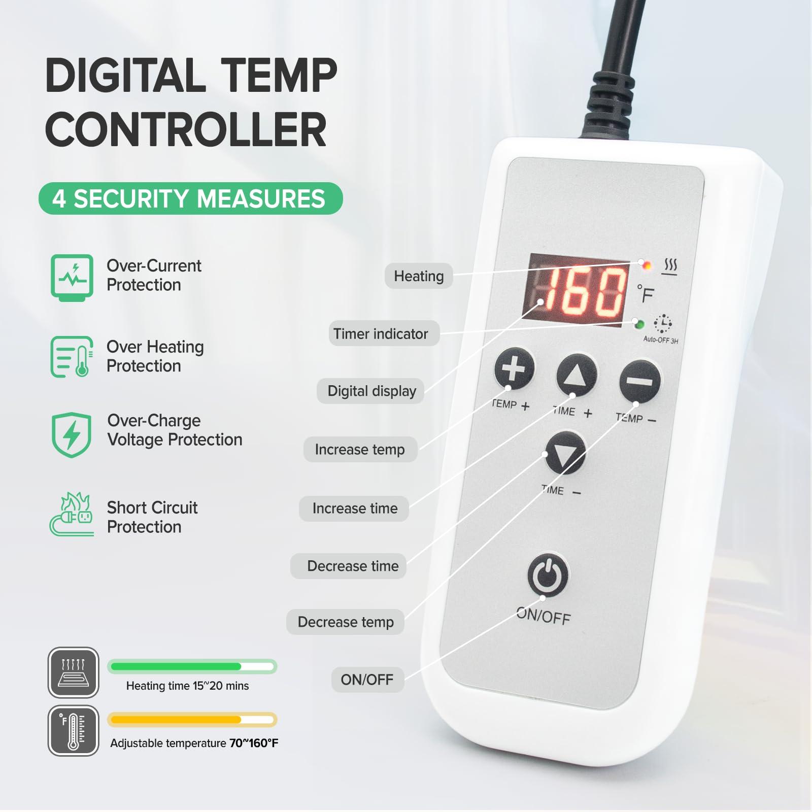 Goodtar Goodtar Portable Hot Stones Warmer Set Spa Salon Massage Digital Electric Heater Kit with 16 Basalt Stones