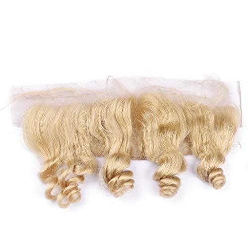 Generic #613 Blonde Loose Wave Brazilian Human Hair 3 Bundles and Frontal Ear to Ear 4Pcs Lot Bleach Blonde Loose Wavy Virgin Human Hair Lace Frontal 13x4 with Weave Wefts (10 10 10 with 8)