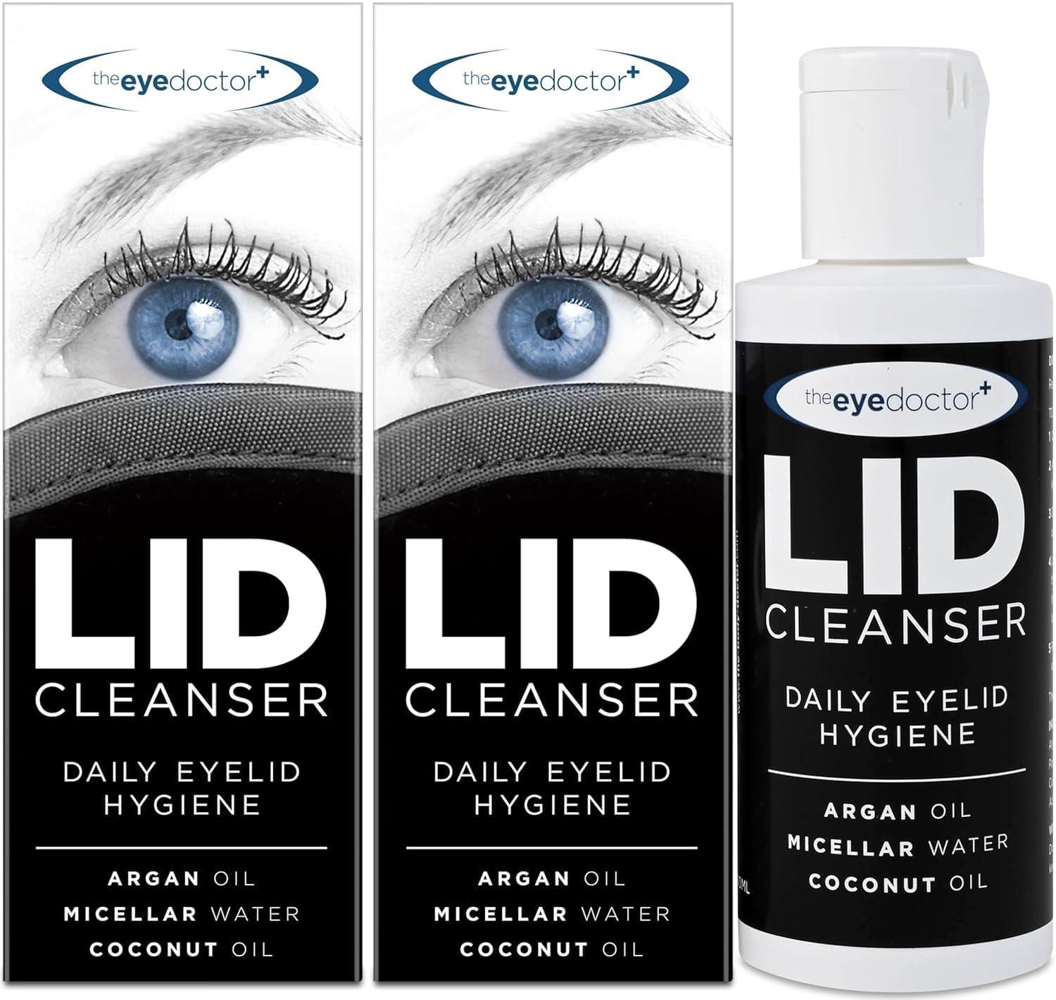 The Eye Doctor The Eye Doctor Lid Cleanser Twin Pack - Eyelid Cleanser Remove Debris Dirt & Make-up from Eyelids - Suitable for Sensitive Eyes - Contains Argan Oil Coconut Oil & Micellar Water 2X 100ml Bottles