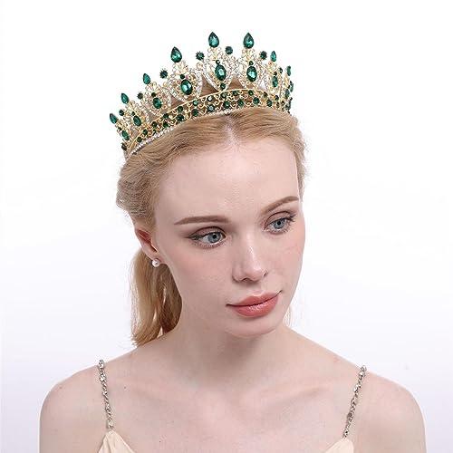 CarXs European and American bridal crown headdress Baroque color crystal wedding Crown Princess headdress queen crown bridal headdress crystal barrettes