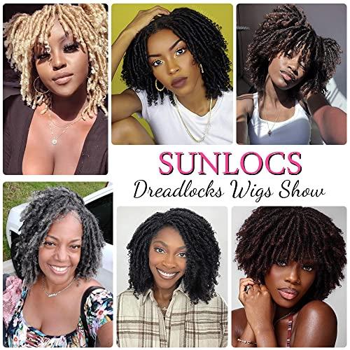 SUN LOCS SUN LOCS 6 Inch Short Dreadlocks Wigs for Black Women and Man with Clips In Synthetic Faux Locs Braided Wigs Afro Twists Dreadlocks Full Hair Replacement Wigs (1B/30#)