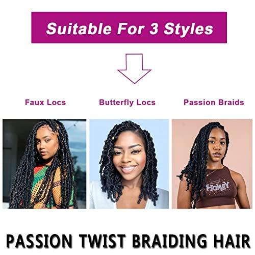 Re4U Hair Re4U Hair Short Passion Twist 12 Inch, 6 Packs Water Wave Crochet For Black Women, Soft Twists Braiding Butterfly Locs Braids, Bohemian Curly Extensions (1B#,6 Packs)