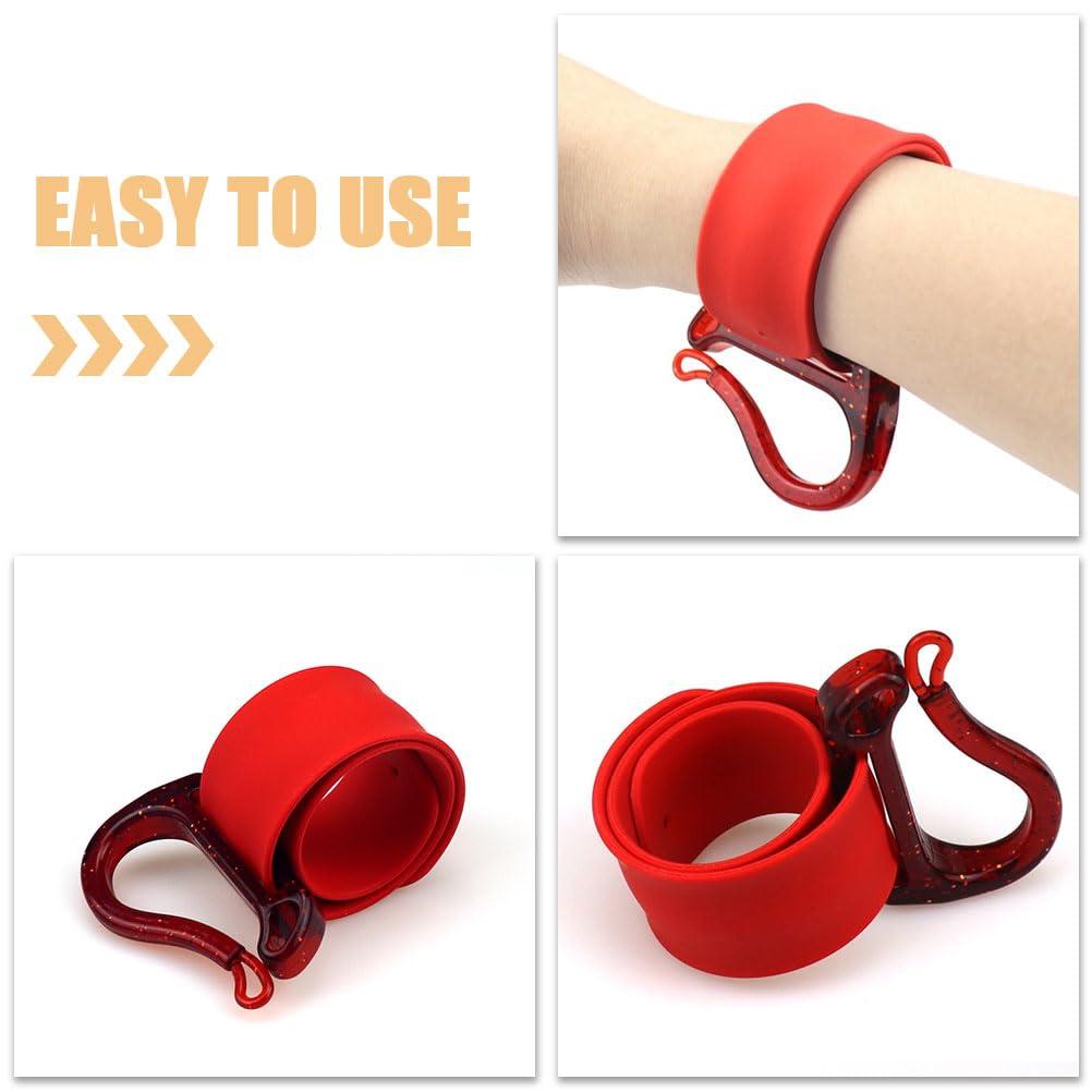 LOGOFUN LOGOFUN 4pcs Wrist Band Hairdressing Tool Rubber Band Storage Wrist Belt Hair Elastic Wrist Band for Salon Shop Supplies - Red