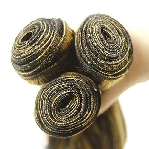 NiegMeag Blonde Bundles Human Hair Highlight Body Wave Hair Weave Brazilian Grade 8A Virgin Hair Extensions 14 16 18 Inch 2 Tone Black Mixed With Honey Blonde Body Wave Hair Weave