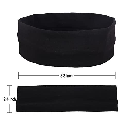 MapofBeauty MapofBeauty 3 Pack Yoga Headbands Stretchy Cotton Head Band Hairwarp Sports Running Exercise Gym (Black/White/Dark Grey)