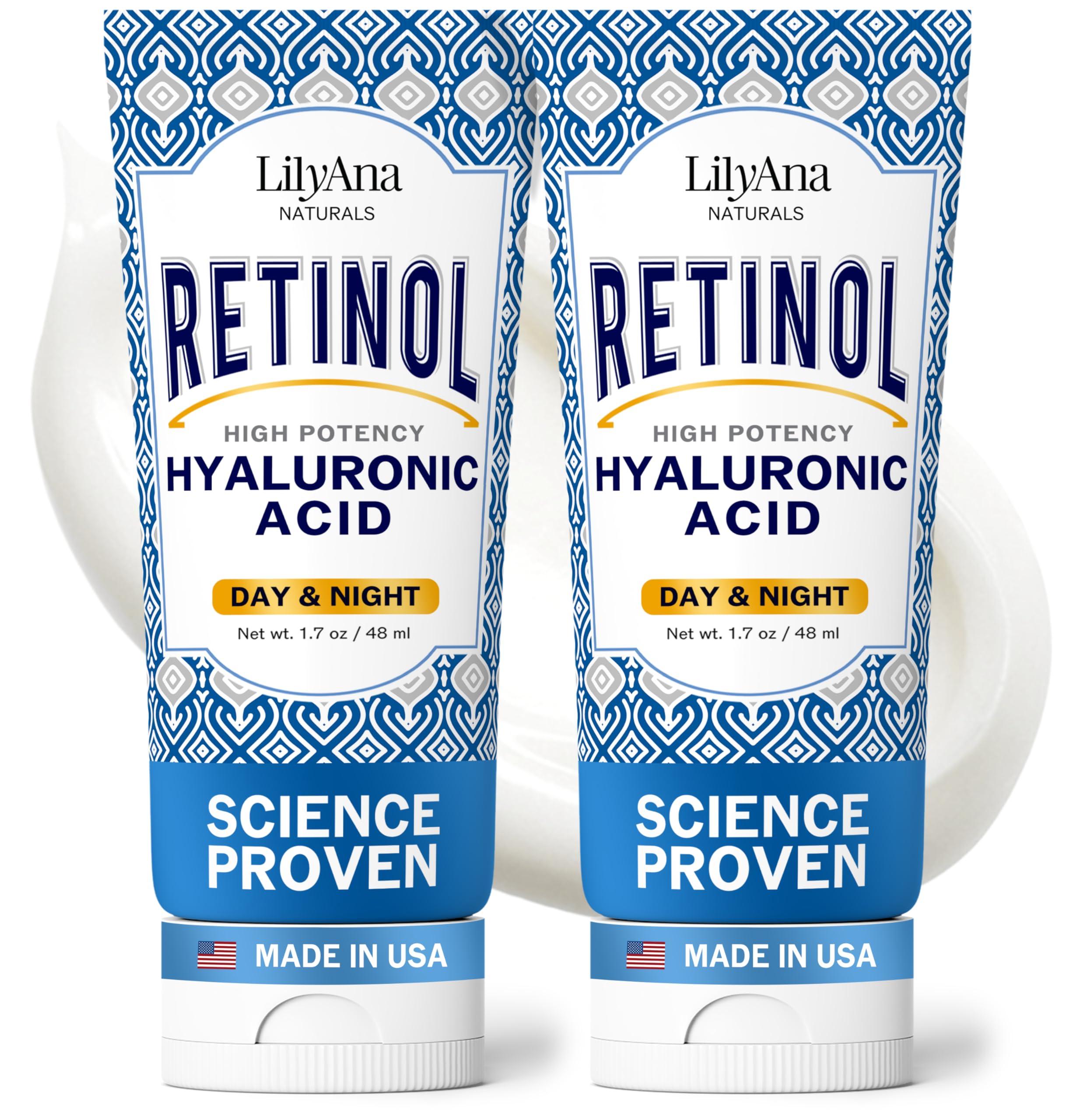 LilyAna Naturals LilyAna Naturals Retinol Cream - Anti-Aging Moisturizer for Face & Neck, Made in USA, Wrinkle Reduction - 1.7oz, 2 Pack