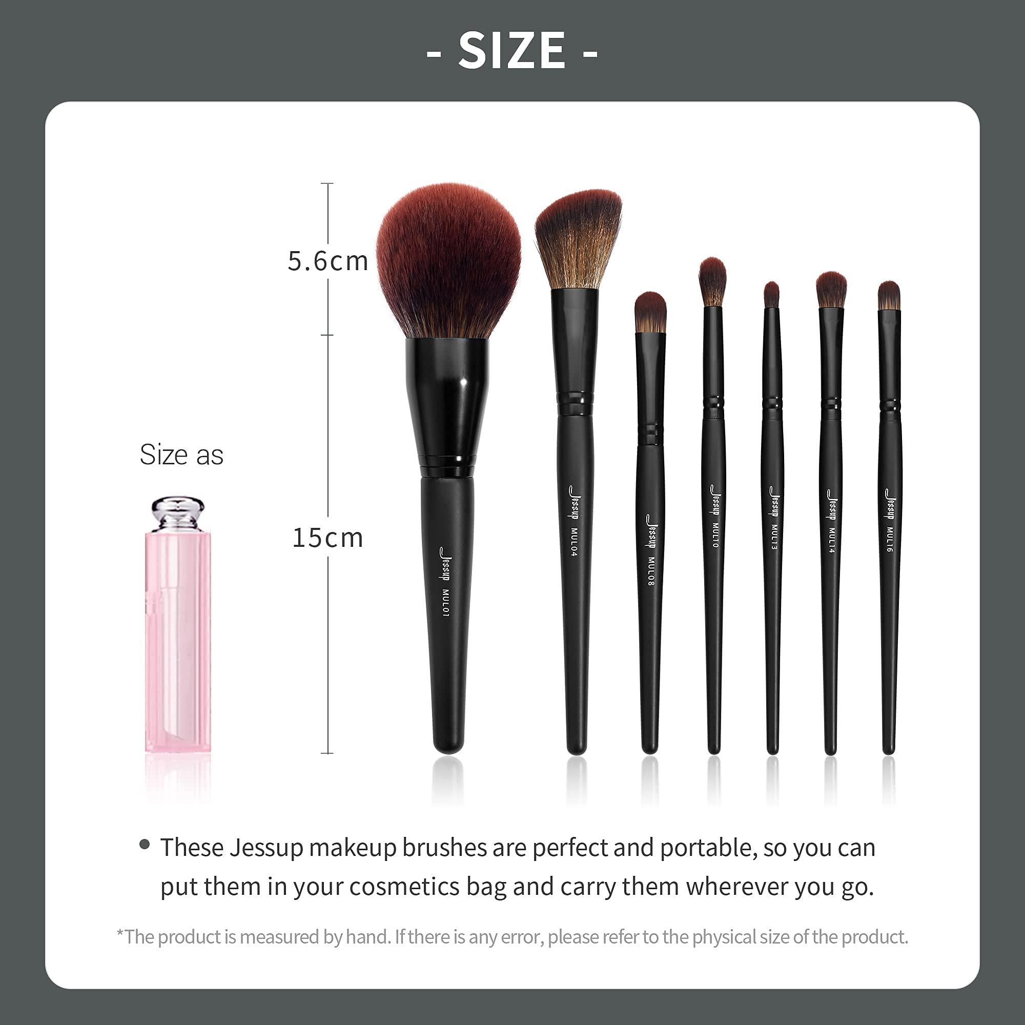Jessup Jessup Makeup Brushes Set Premium Synthetic Powder Foundation Highlight Concealer Eyeshadow Blending Eyebrow Liner Spoolie Brush Set Black 21pcs T271