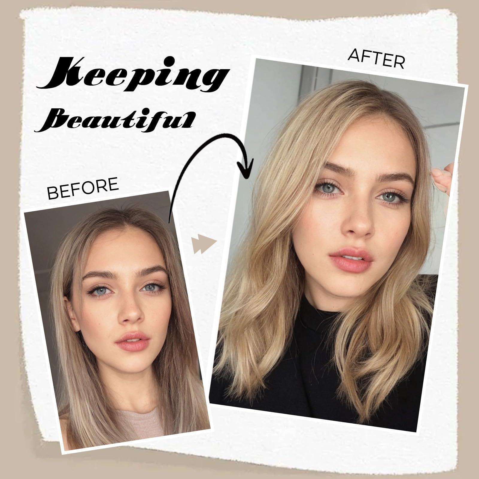 WIGNEE WIGNEE 14 Inches Ombre Blonde Hair Toppers Swiss Lace Hair Topper with Curtain Bangs Toppers Hair Pieces for Women Kanekalon Hair Toppers for Thinning Hair Natural Looking Hair Toppers for Women