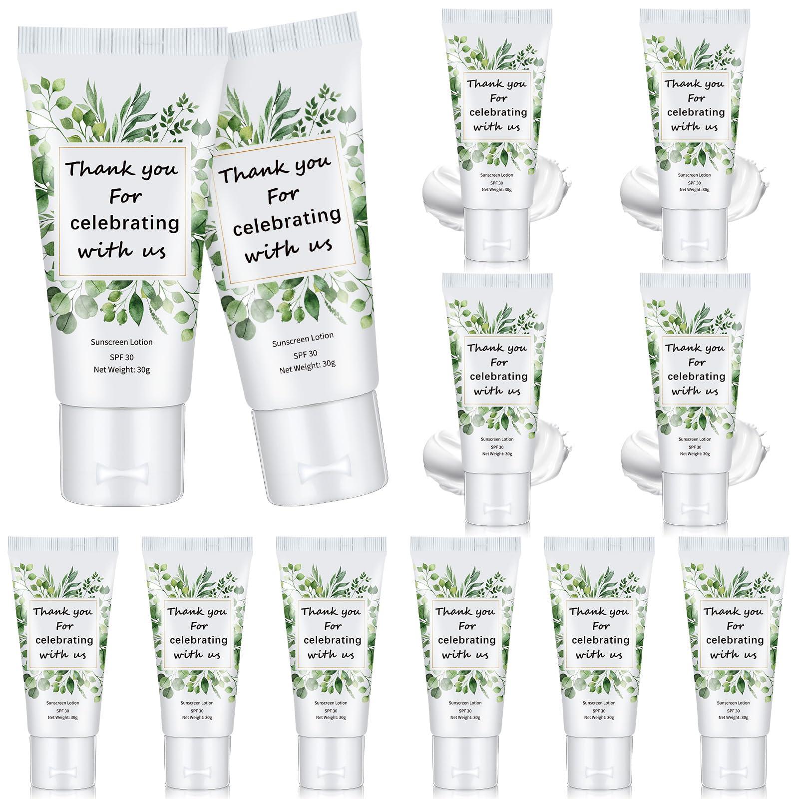 Dansib Dansib 12 Pcs Mini Sunscreen Bulk for Summer SPF 30 Water Resistant Sunscreen Lotion Bulk for Thank You Gifts Wedding Bridal Shower Favors Travel for Wedding Party (Eucalyptus)