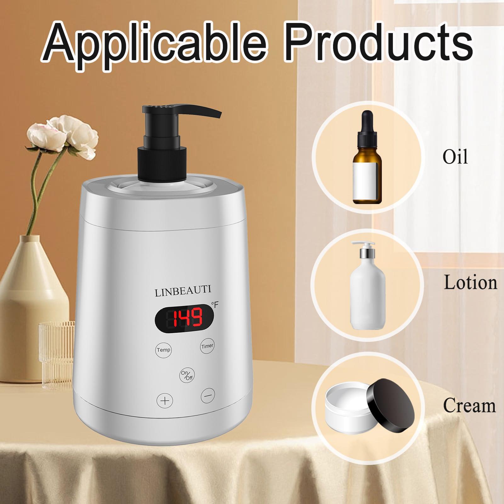 LINBEAUTI LINBEAUTI Massage Oil Warmer Bottle Professional Lotion Heater for SPA, Automatic Oil Warmer Heated Oil Lotion Cream for Salon, Barber Shops, Home, with Two Oil Bottle Dispenser