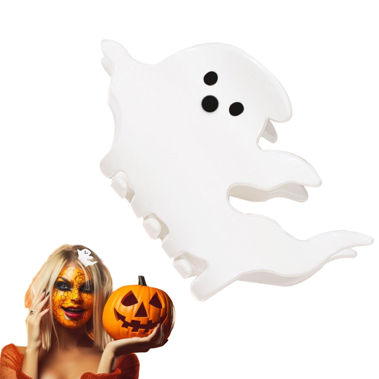 awakentti Halloween Hair Claw Clips, Cute Halloween Hair Accessories, Pumpkin Ghost Face Devil Halloween Hair Accessories for Hair Barrettes Clamps Halloween Fall Gift (white floating ghost)
