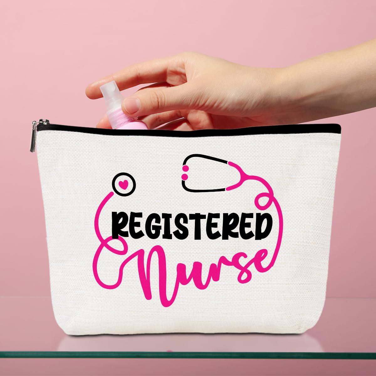 PQV Registered Nurse Cosmetic Bag Nurse Gifts Nurse Appreciation Birthday Makeup Bag Nurse Graduation Gift Nursing Student Essentials Accessories Nurse Practitioner Gifts for Women Friend Nurses Week Gift